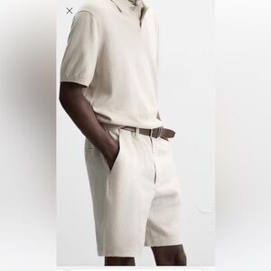 Men's Chartou Tan 100% linen Shorts size large NWT